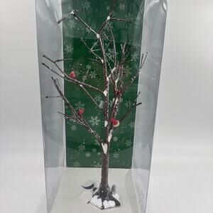 Dept 56 Village Frosted Bare Branch Tree Cardinals Squirrel #5242-6 w/Box VTG
